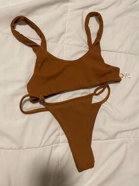 San Lorenzo Ribbed Brown Two-Piece Bikini Set